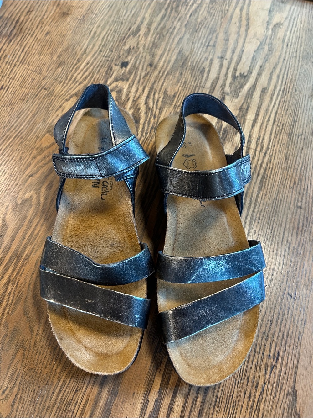NAOT KAYLA Metallic Black Strappy Sandals 39